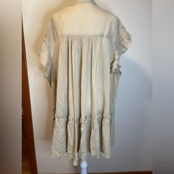 Cato Women’s Plus Summer Beach Swim Coverup Tan High-Low Hem Short Sleeve 26/28 - Picture 3 of 14